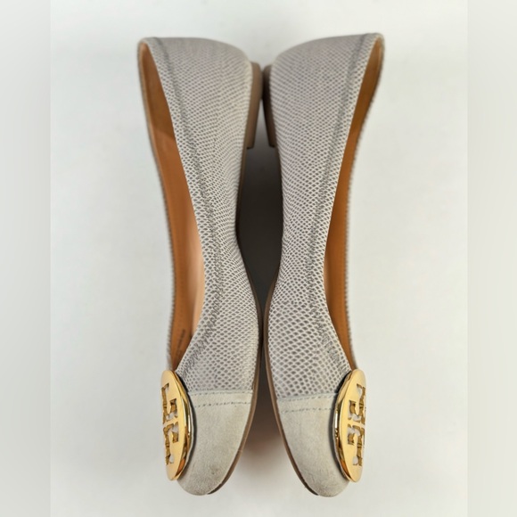 Tory Burch Ballet Flats Gray Serena 2 Montilla Snakeskin Slip On Sandals 8.5 M - Picture 11 of 12
